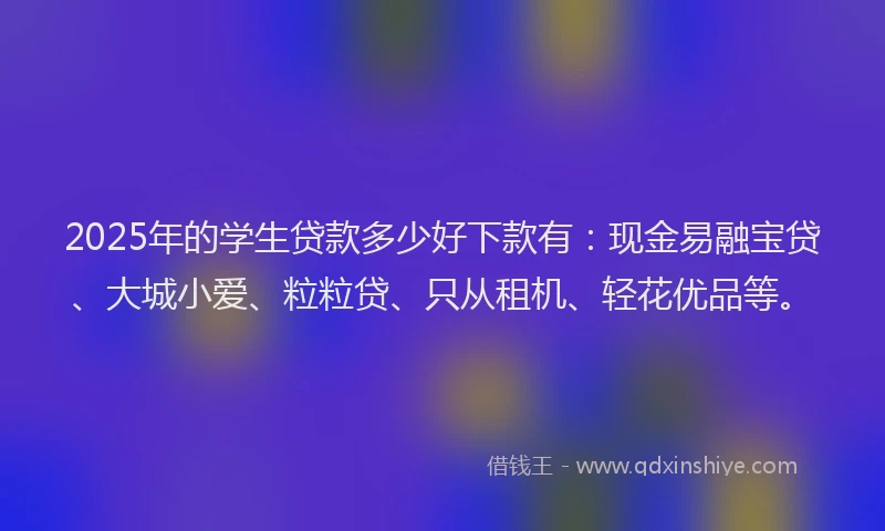 2025年的学生贷款多少好下款有：现金易融宝贷、大城小爱、粒粒贷、只从租机、轻花优品等。