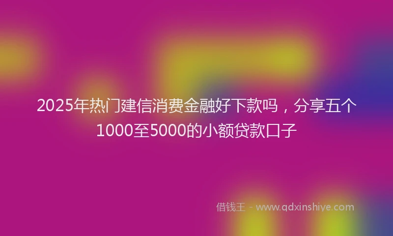 2025年热门建信消费金融好下款吗，分享五个1000至5000的小额贷款口子