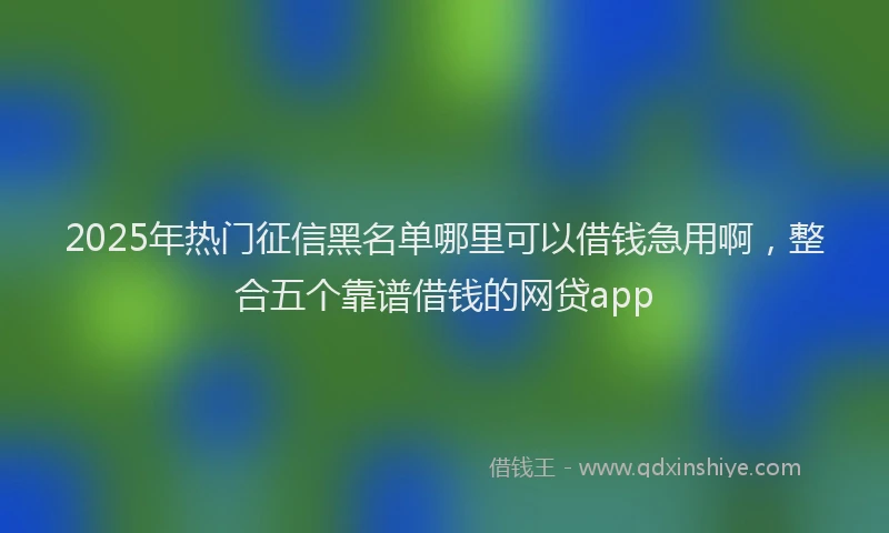2025年热门征信黑名单哪里可以借钱急用啊，整合五个靠谱借钱的网贷app