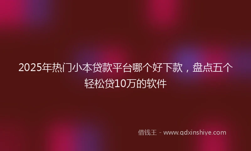 2025年热门小本贷款平台哪个好下款，盘点五个轻松贷10万的软件