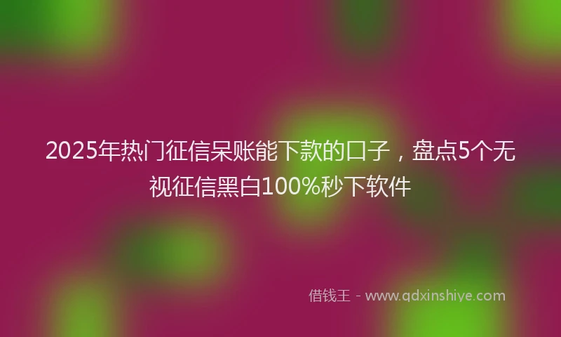 2025年热门征信呆账能下款的口子，盘点5个无视征信黑白100%秒下软件