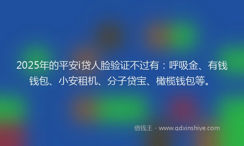 2025年的平安i贷人脸验证不过有:呼吸金、有钱钱包、小安租机、分子贷宝、橄榄钱包等。