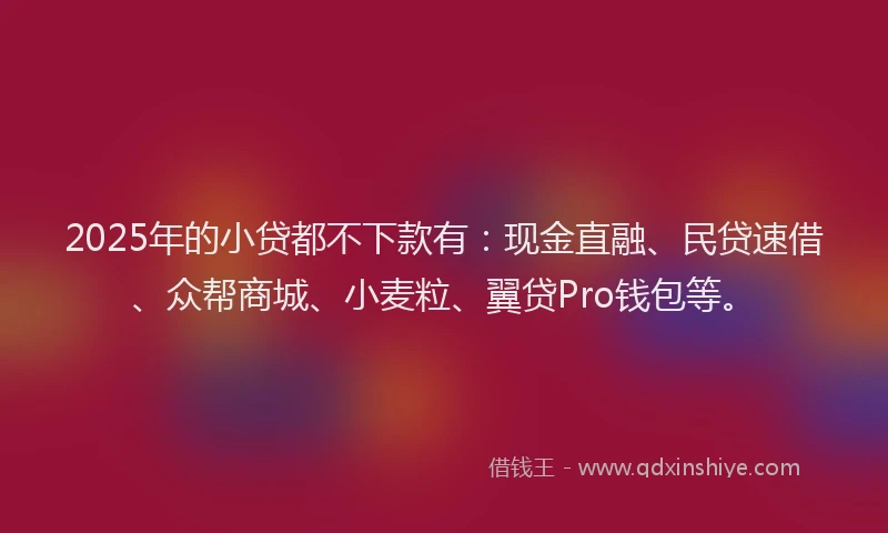 2025年的小贷都不下款有：现金直融、民贷速借、众帮商城、小麦粒、翼贷Pro钱包等。