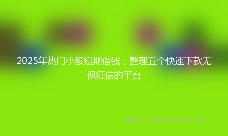 2025年热门小额短期借钱，整理五个快速下款无视征信的平台