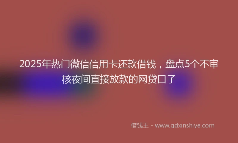 2025年热门微信信用卡还款借钱，盘点5个不审核夜间直接放款的网贷口子