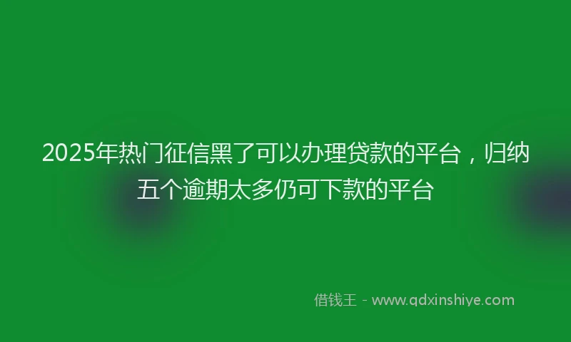 2025年热门征信黑了可以办理贷款的平台，归纳五个逾期太多仍可下款的平台