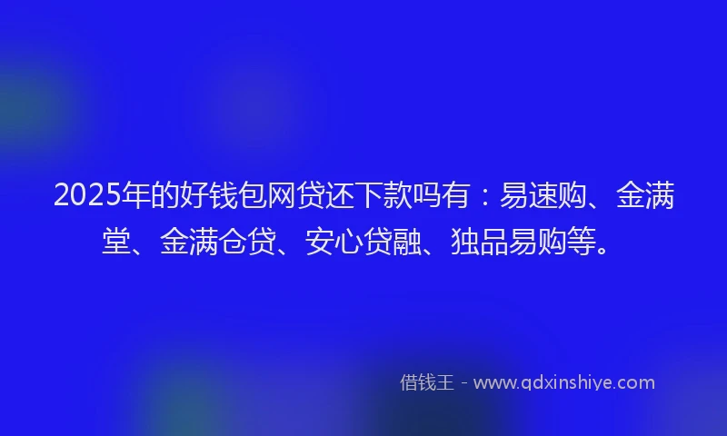 2025年的好钱包网贷还下款吗有：易速购、金满堂、金满仓贷、安心贷融、独品易购等。