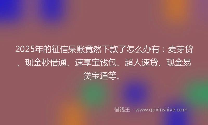 2025年的征信呆账竟然下款了怎么办有：麦芽贷、现金秒借通、速享宝钱包、超人速贷、现金易贷宝通等。