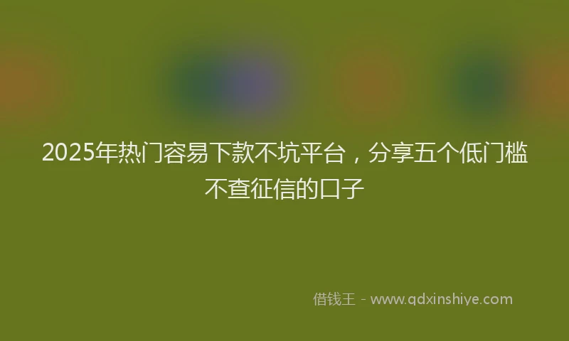 2025年热门容易下款不坑平台，分享五个低门槛不查征信的口子