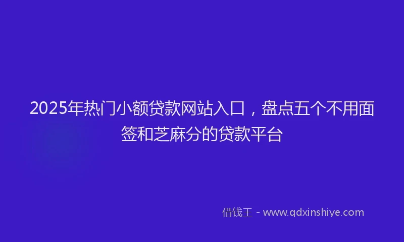 2025年热门小额贷款网站入口，盘点五个不用面签和芝麻分的贷款平台