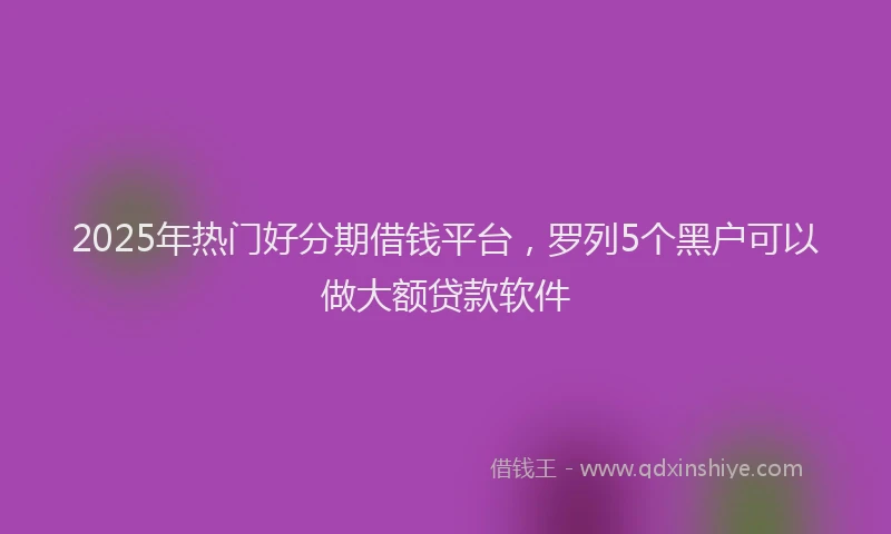 2025年热门好分期借钱平台，罗列5个黑户可以做大额贷款软件