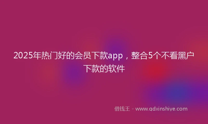2025年热门好的会员下款app，整合5个不看黑户下款的软件
