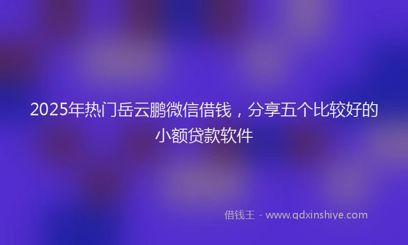 2025年热门岳云鹏微信借钱，分享五个比较好的小额贷款软件