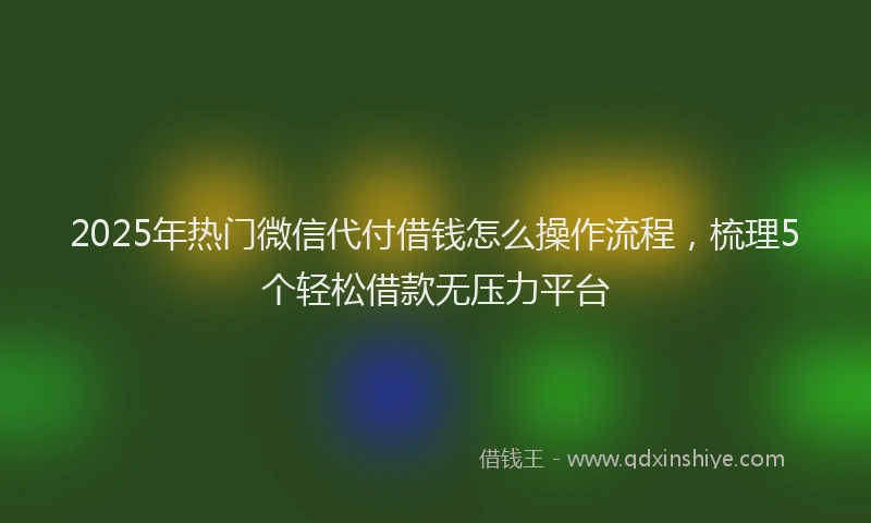2025年热门微信代付借钱怎么操作流程，梳理5个轻松借款无压力平台