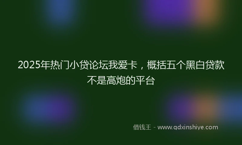 2025年热门小贷论坛我爱卡，概括五个黑白贷款不是高炮的平台