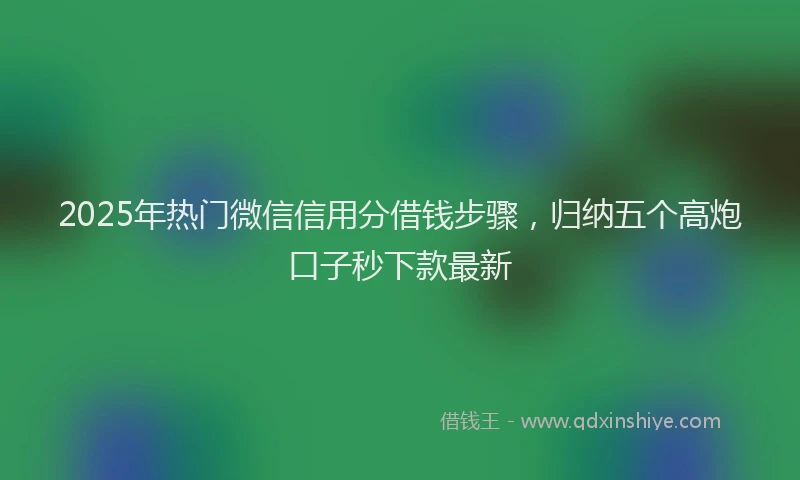 2025年热门微信信用分借钱步骤，归纳五个高炮口子秒下款最新