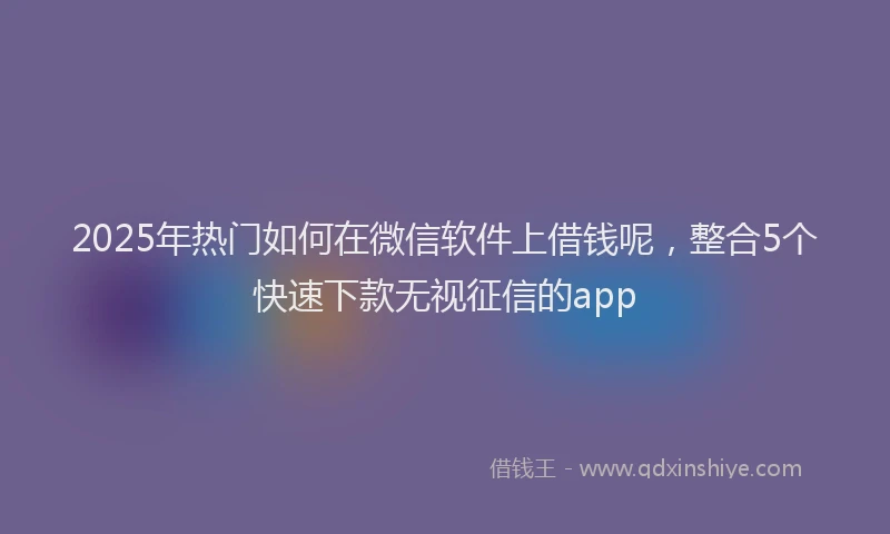 2025年热门如何在微信软件上借钱呢，整合5个快速下款无视征信的app
