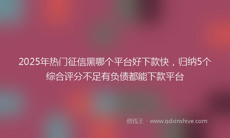 2025年热门征信黑哪个平台好下款快，归纳5个综合评分不足有负债都能下款平台