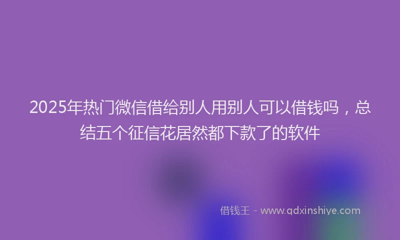 2025年热门微信借给别人用别人可以借钱吗，总结五个征信花居然都下款了的软件