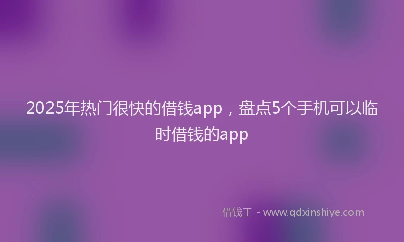 2025年热门很快的借钱app，盘点5个手机可以临时借钱的app