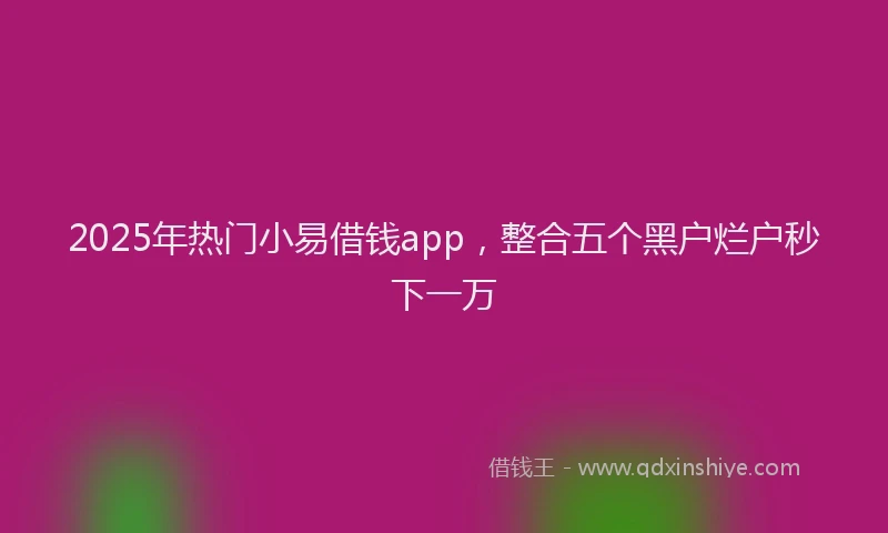 2025年热门小易借钱app，整合五个黑户烂户秒下一万