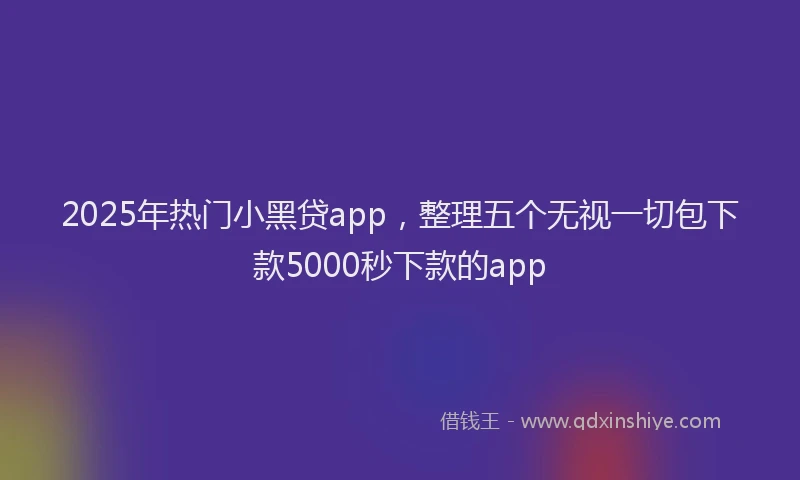 2025年热门小黑贷app，整理五个无视一切包下款5000秒下款的app