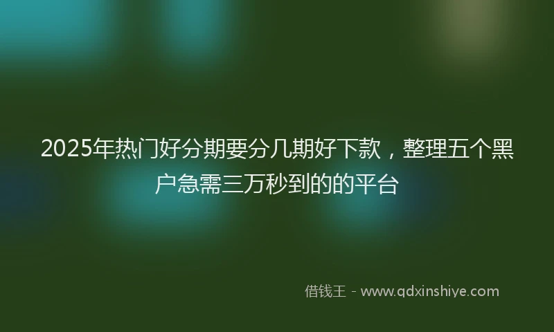 2025年热门好分期要分几期好下款，整理五个黑户急需三万秒到的的平台