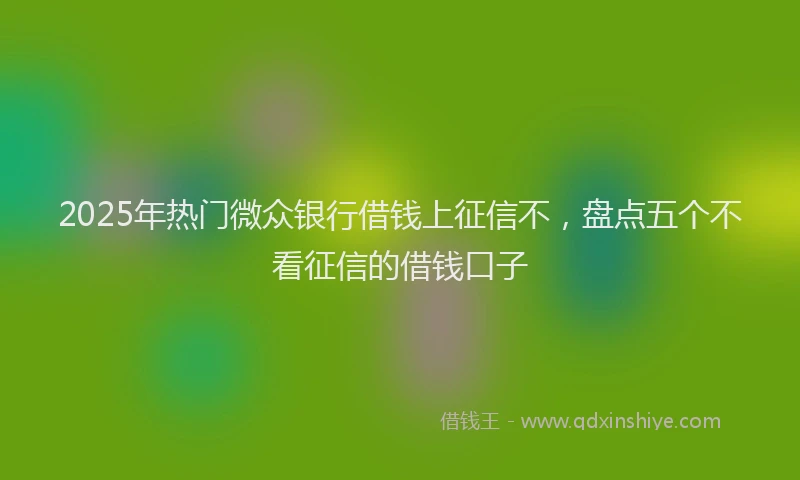 2025年热门微众银行借钱上征信不，盘点五个不看征信的借钱口子
