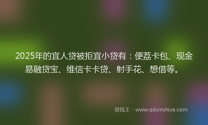 2025年的宜人贷被拒宜小贷有：便荔卡包、现金易融贷宝、维信卡卡贷、射手花、想借等。