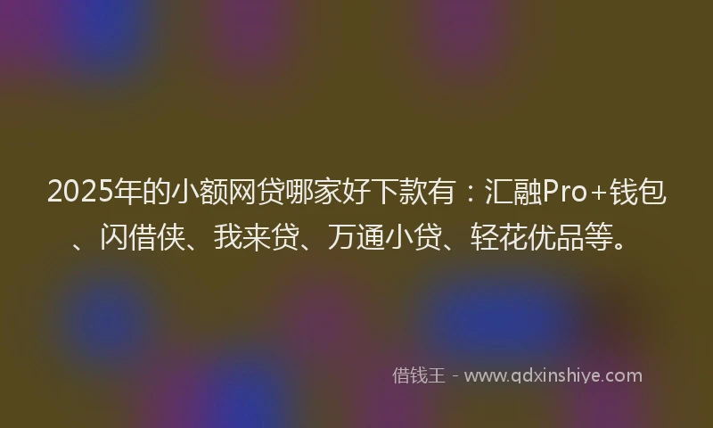 2025年的小额网贷哪家好下款有：汇融Pro+钱包、闪借侠、我来贷、万通小贷、轻花优品等。