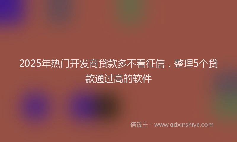 2025年热门开发商贷款多不看征信，整理5个贷款通过高的软件