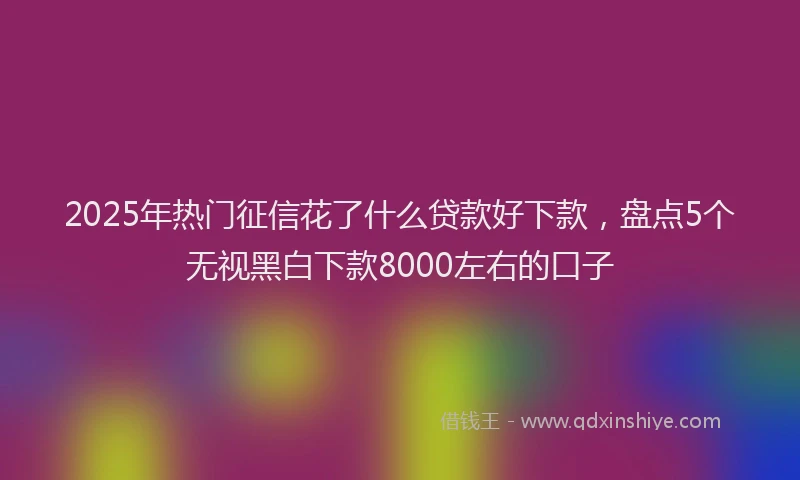 2025年热门征信花了什么贷款好下款，盘点5个无视黑白下款8000左右的口子