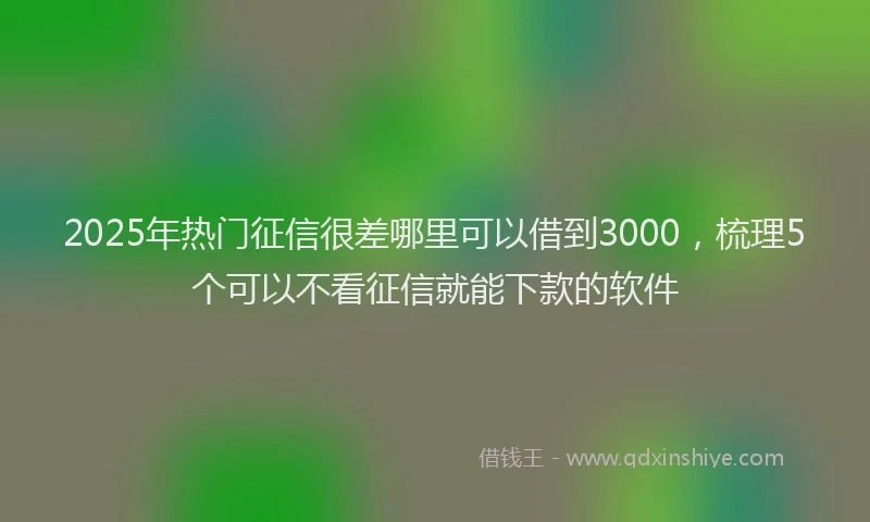 2025年热门征信很差哪里可以借到3000，梳理5个可以不看征信就能下款的软件