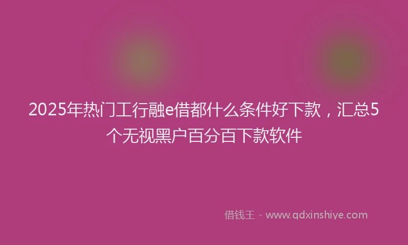 2025年热门工行融e借都什么条件好下款，汇总5个无视黑户百分百下款软件