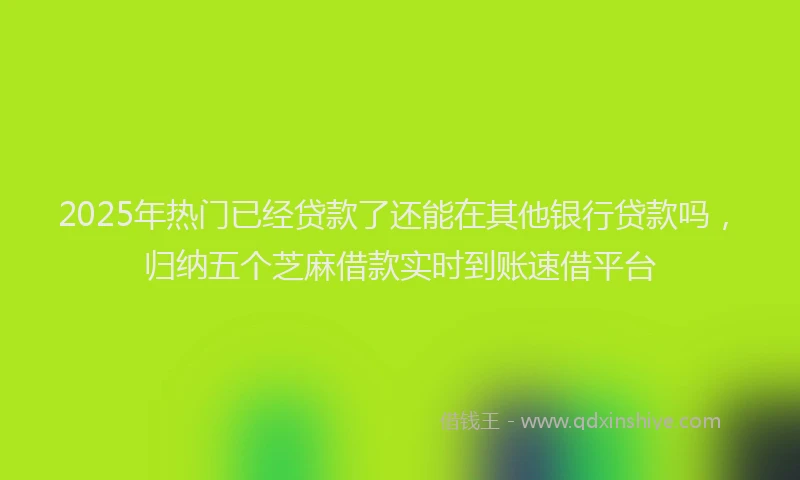 2025年热门已经贷款了还能在其他银行贷款吗，归纳五个芝麻借款实时到账速借平台