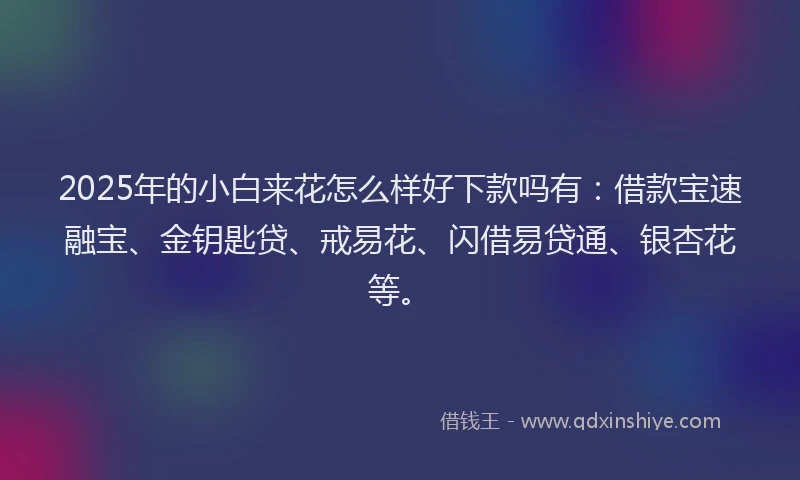 2025年的小白来花怎么样好下款吗有：借款宝速融宝、金钥匙贷、戒易花、闪借易贷通、银杏花等。