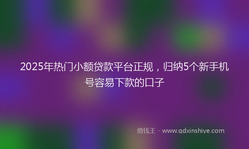 2025年热门小额贷款平台正规，归纳5个新手机号容易下款的口子