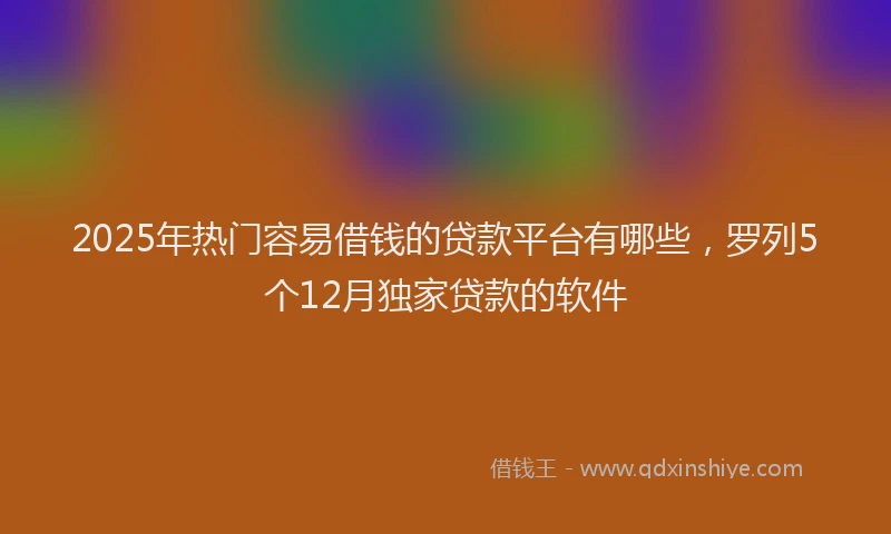 2025年热门容易借钱的贷款平台有哪些，罗列5个12月独家贷款的软件