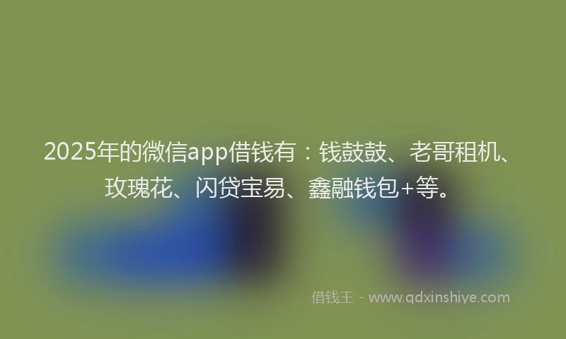 2025年的微信app借钱有：钱鼓鼓、老哥租机、玫瑰花、闪贷宝易、鑫融钱包+等。