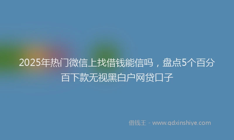 2025年热门微信上找借钱能信吗，盘点5个百分百下款无视黑白户网贷口子