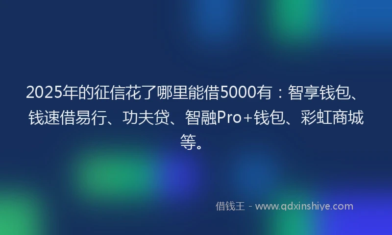 2025年的征信花了哪里能借5000有：智享钱包、钱速借易行、功夫贷、智融Pro+钱包、彩虹商城等。