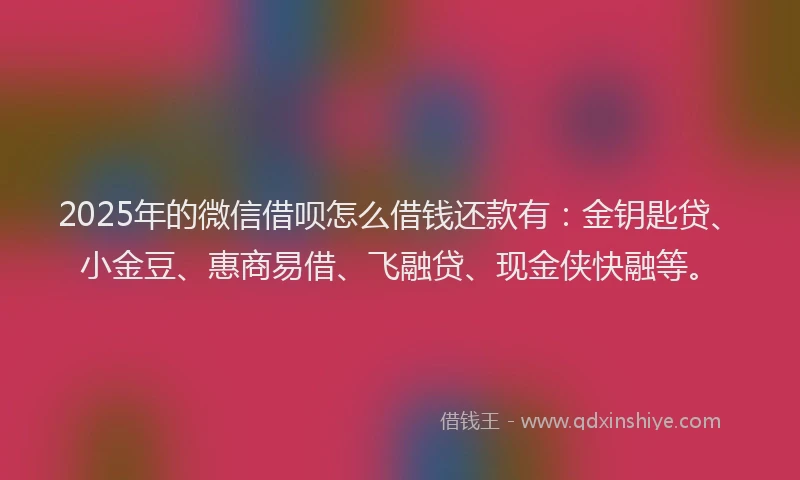 2025年的微信借呗怎么借钱还款有：金钥匙贷、小金豆、惠商易借、飞融贷、现金侠快融等。