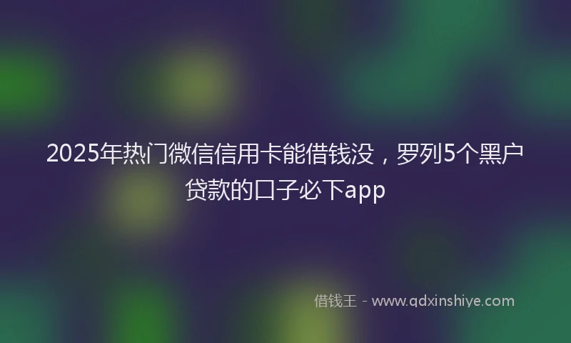 2025年热门微信信用卡能借钱没，罗列5个黑户贷款的口子必下app