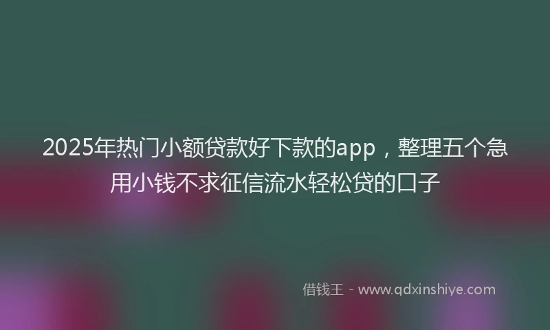 2025年热门小额贷款好下款的app，整理五个急用小钱不求征信流水轻松贷的口子