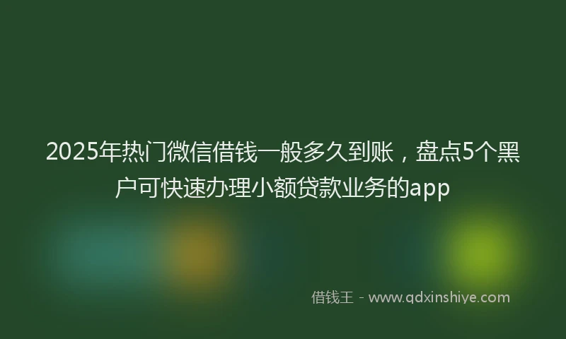 2025年热门微信借钱一般多久到账，盘点5个黑户可快速办理小额贷款业务的app