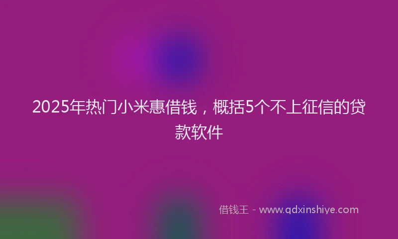 2025年热门小米惠借钱，概括5个不上征信的贷款软件