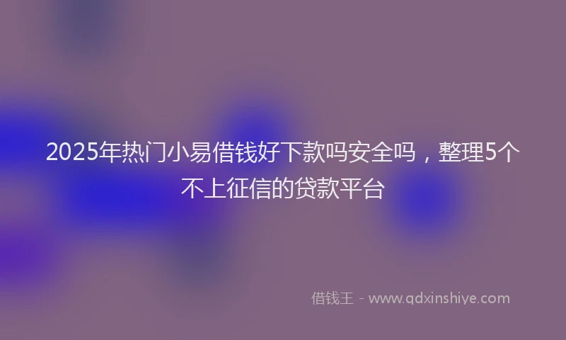 2025年热门小易借钱好下款吗安全吗，整理5个不上征信的贷款平台
