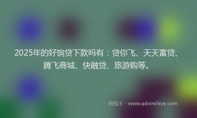 2025年的好饷贷下款吗有：贷你飞、天天富贷、腾飞商城、快融贷、旅游购等。