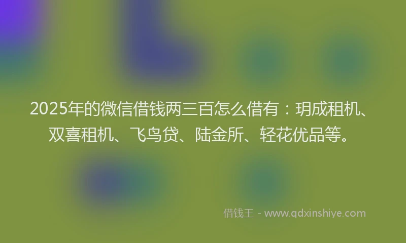 2025年的微信借钱两三百怎么借有：玥成租机、双喜租机、飞鸟贷、陆金所、轻花优品等。