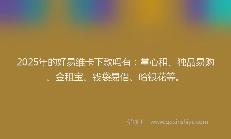 2025年的好易维卡下款吗有:掌心租、独品易购、金租宝、钱袋易借、哈银花等。